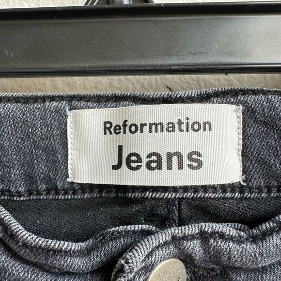 Reformation Size 28 Black Wash Jeans Slim Straight High Rise Ankle color Avalon - Picture 4 of 7